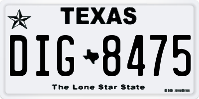TX license plate DIG8475