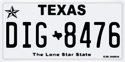 TX license plate DIG8476