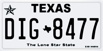 TX license plate DIG8477