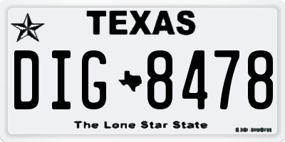 TX license plate DIG8478