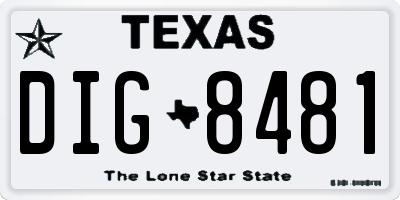 TX license plate DIG8481