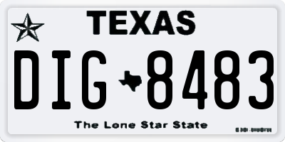 TX license plate DIG8483