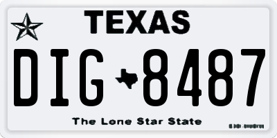 TX license plate DIG8487
