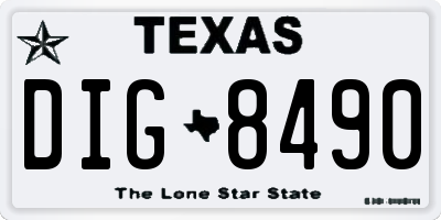 TX license plate DIG8490