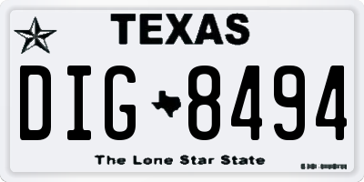 TX license plate DIG8494
