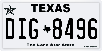 TX license plate DIG8496
