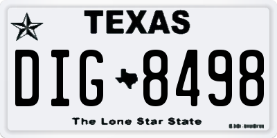 TX license plate DIG8498