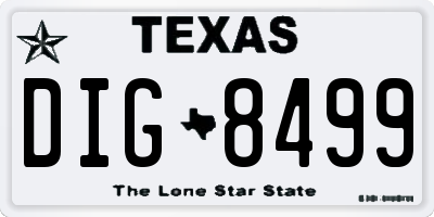 TX license plate DIG8499