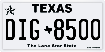 TX license plate DIG8500