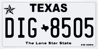 TX license plate DIG8505
