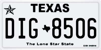 TX license plate DIG8506