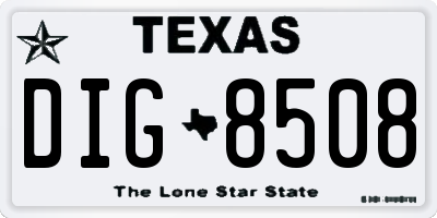TX license plate DIG8508