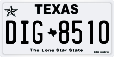 TX license plate DIG8510