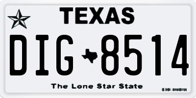 TX license plate DIG8514