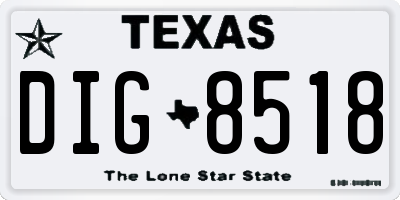 TX license plate DIG8518