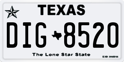 TX license plate DIG8520