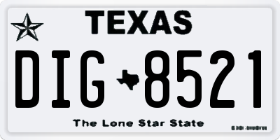 TX license plate DIG8521