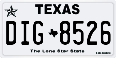TX license plate DIG8526