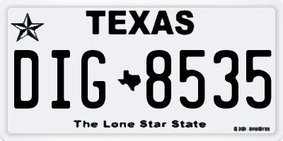 TX license plate DIG8535