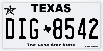 TX license plate DIG8542