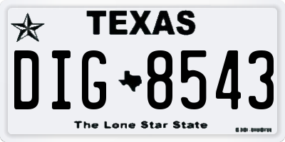 TX license plate DIG8543