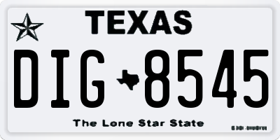 TX license plate DIG8545