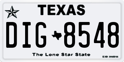 TX license plate DIG8548