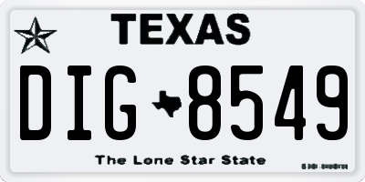 TX license plate DIG8549