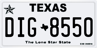 TX license plate DIG8550