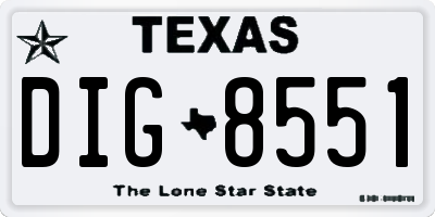 TX license plate DIG8551