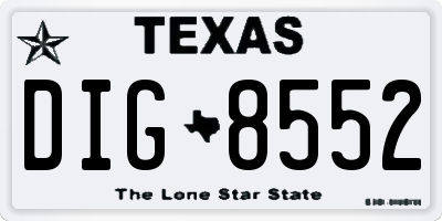 TX license plate DIG8552