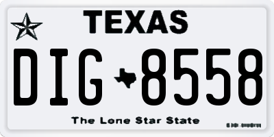 TX license plate DIG8558