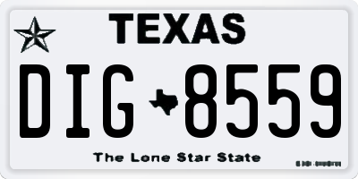 TX license plate DIG8559