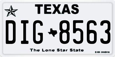 TX license plate DIG8563