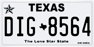 TX license plate DIG8564