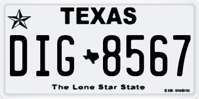 TX license plate DIG8567