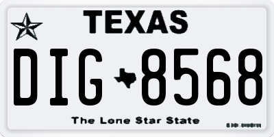 TX license plate DIG8568