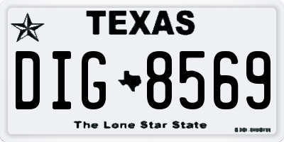 TX license plate DIG8569