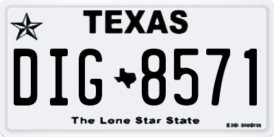 TX license plate DIG8571
