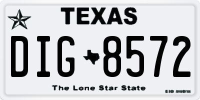 TX license plate DIG8572