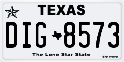TX license plate DIG8573