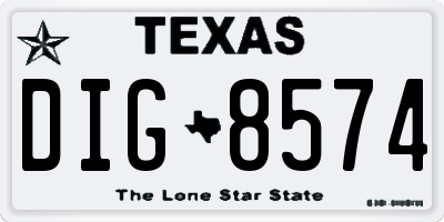 TX license plate DIG8574