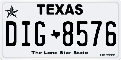 TX license plate DIG8576