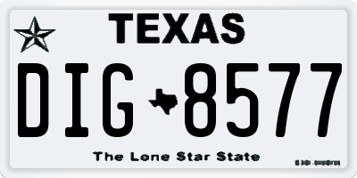 TX license plate DIG8577