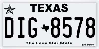 TX license plate DIG8578