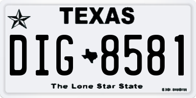 TX license plate DIG8581