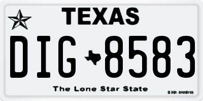TX license plate DIG8583
