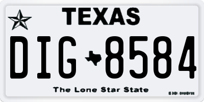 TX license plate DIG8584