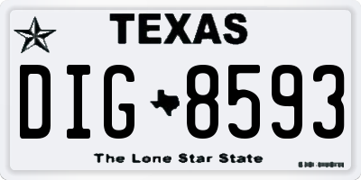 TX license plate DIG8593