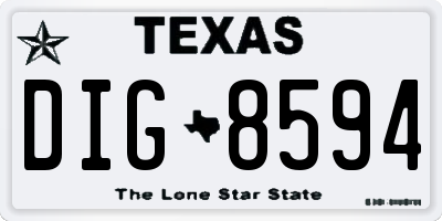 TX license plate DIG8594